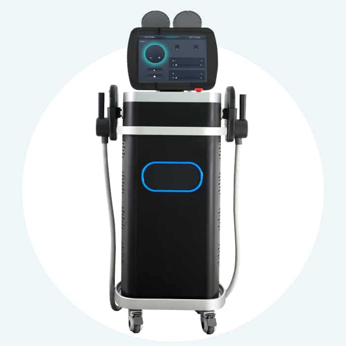 Black wheeled machine with screen on top.